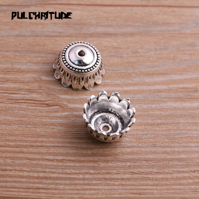 8pcs 9*17*17mm Two Color Retr Bead Caps Charm Hollow Round Pendants Jewelry Accessories DIY Receptacle Charms
