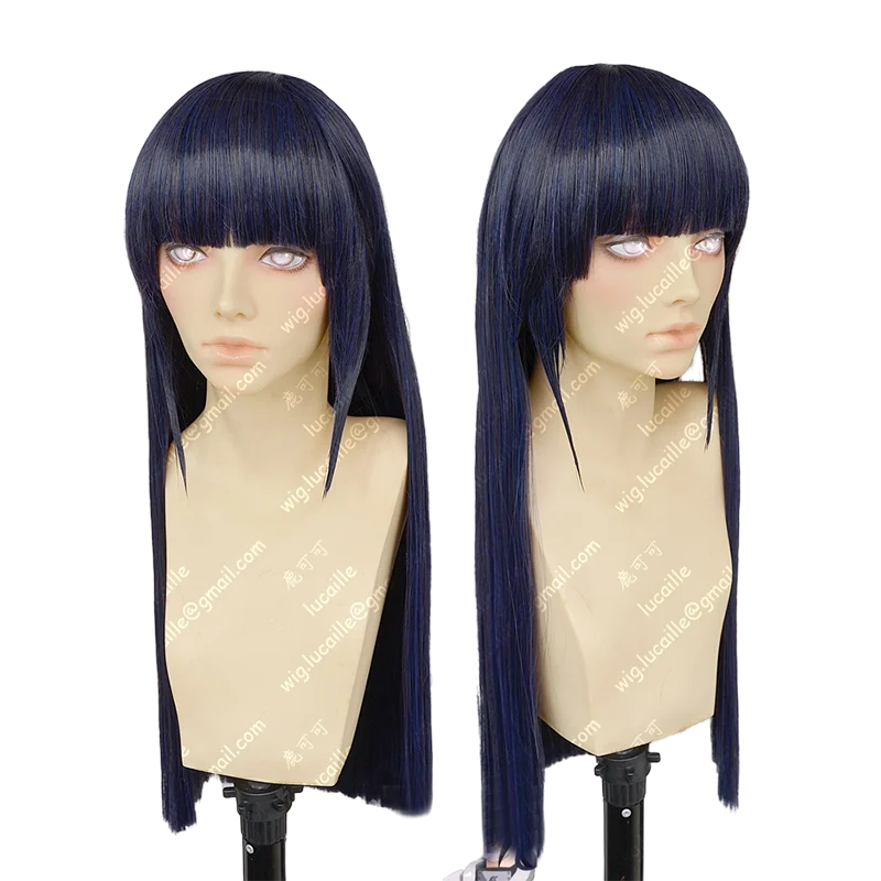 

Anime Wigs Hyuga Hinata Long Straight Hair Neat Bang Cosplay Wig + Wig Cap