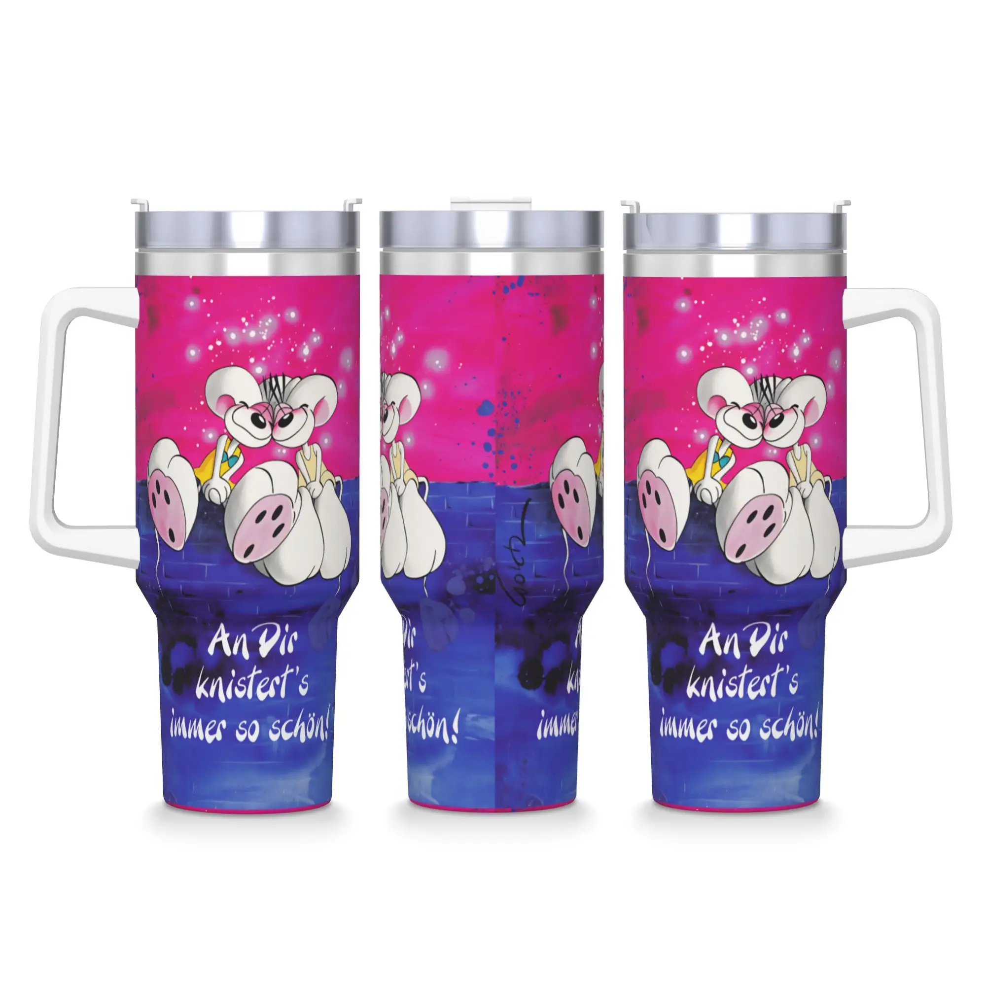 Diddl Cartoon Sleep  Stainless Steel Tumbler  Travel Thermal Mug With Straws and Lid 40oz Mugs Cup Cold Drink Water Bottle
