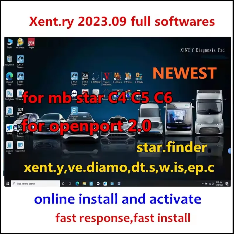 دبليو دبليو اس! Xentry 2023.09 أجهزة التشخيص الكامل، فيديامو، DT.S، W.is، تفعيل التثبيت عبر الإنترنت لـ Star C4 C5 C6 openport