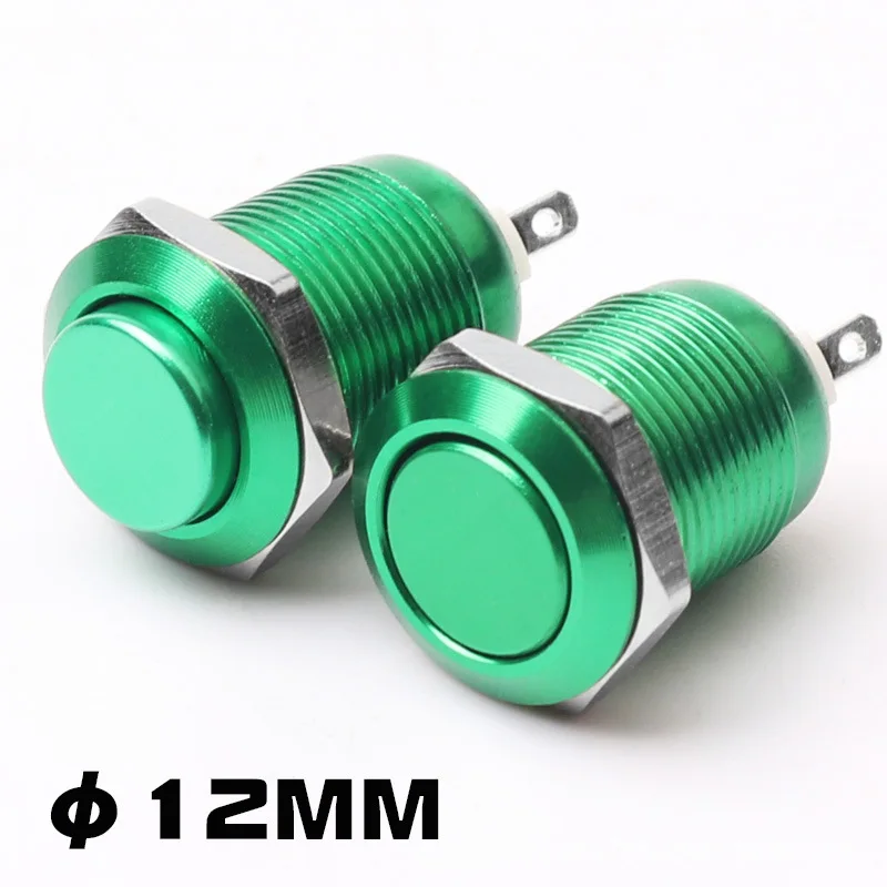 5PCS 12mm Mini Metal Push Button Switch HS12 Momentary Self Reset Switch Oxidation Red Yellow Blue Green Black 0.5A 2Pin