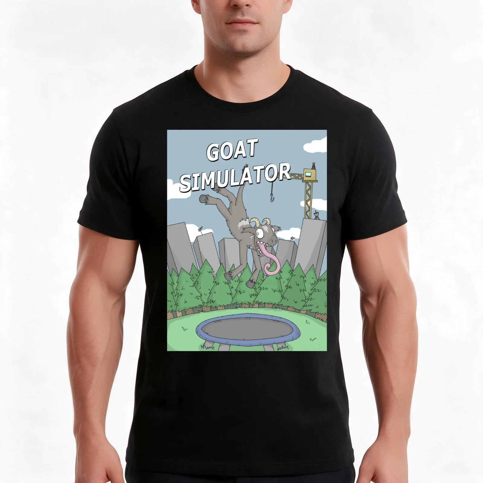 Goa Simulator T-Shirt, Summer Casual Cotton Tee, Oversized Streetwear Tops, Vintage Graphic Print, Loose Fit Short Sleeve