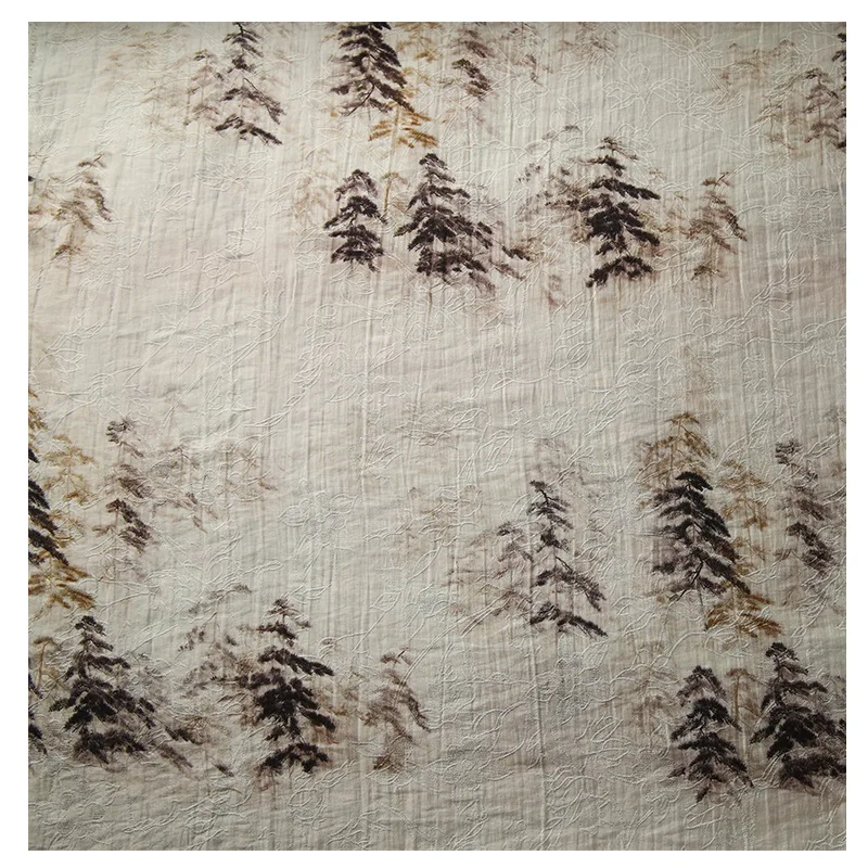 Dark Jacquard Artistic Retro Texture Fabric Cheongsam Hanfu Horse-Face Skirt New Chinese Fabric