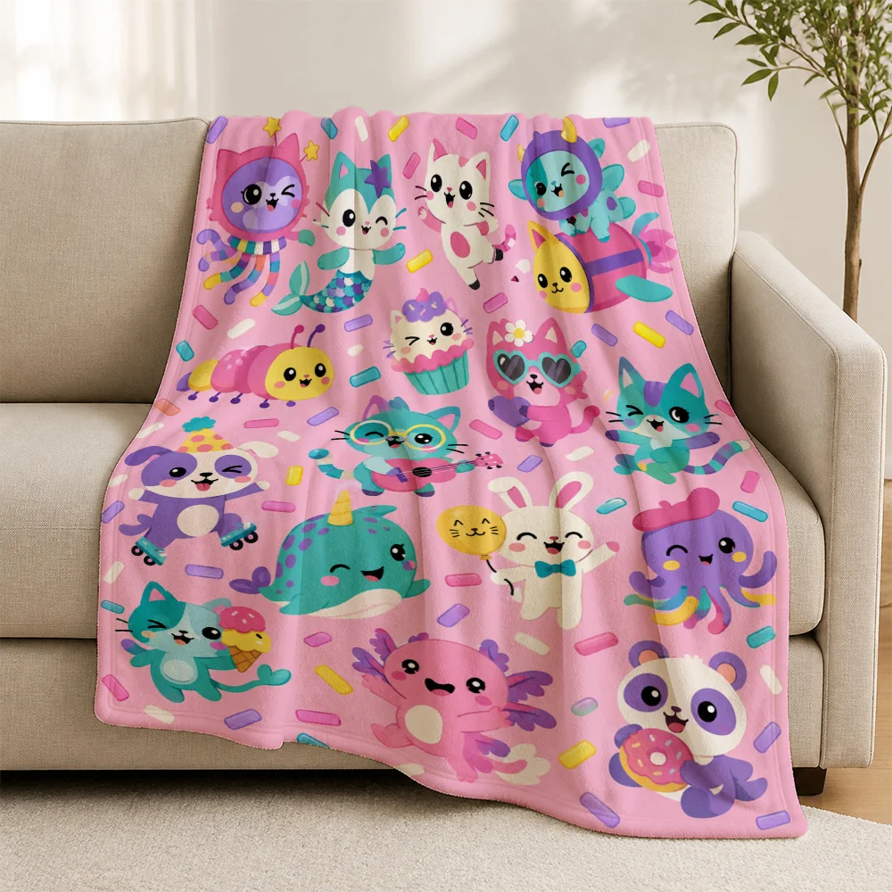 Cute Kawaii Unicorn Rainbow Cartoon Print Throw Blanket for Sofa Couch Home Decor Fleece Cozy Lap Throw Gift for Girls Boys Kids