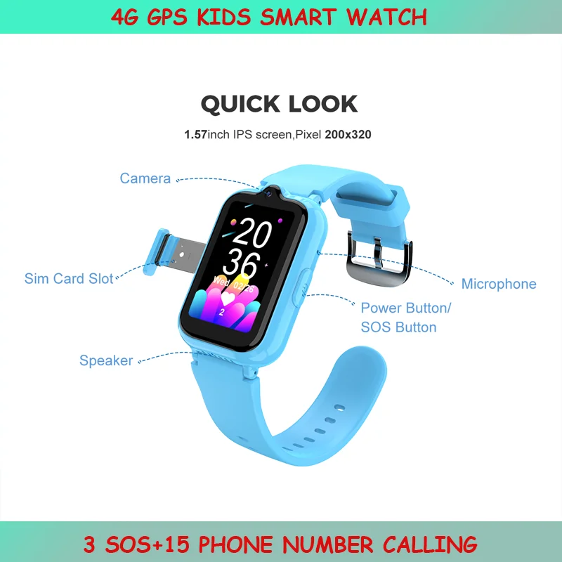 4g Kinder Smartwatch GPS Wifi Video anruf sos ip67 wasserdichte Kinder Smartwatch mit Kamera