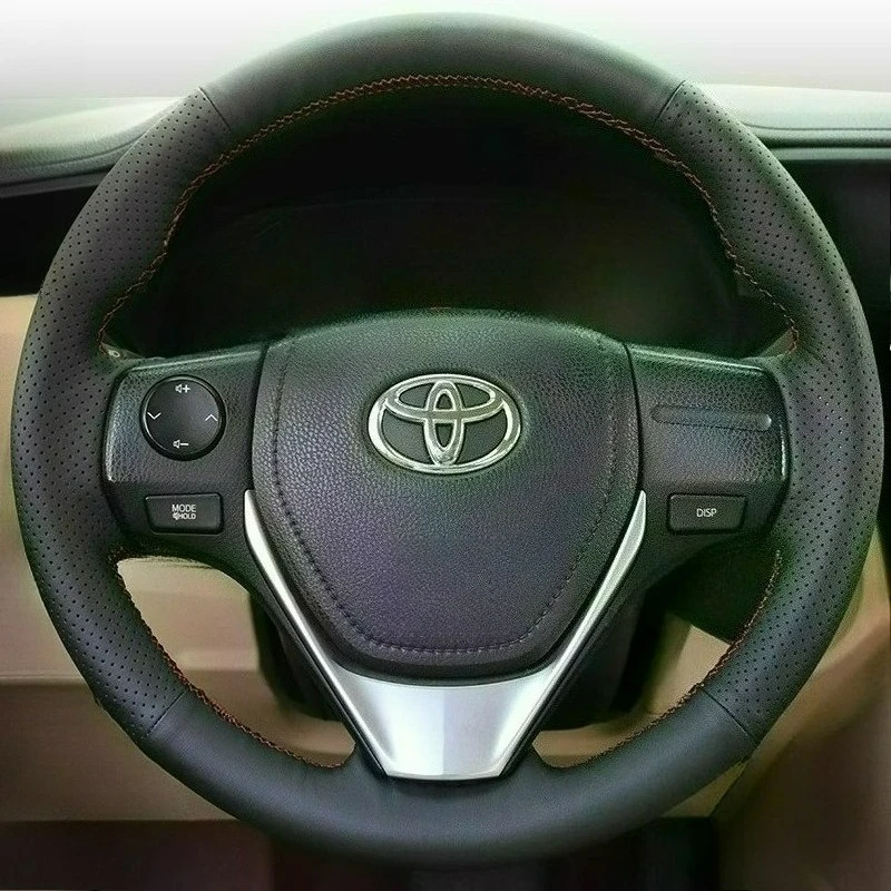 

Сшитый вручную черный кожаный чехол на руль автомобиля для Toyota 2013-2018 Corolla 2014-2019 Corolla iM (США) 2017-2018 Auris
