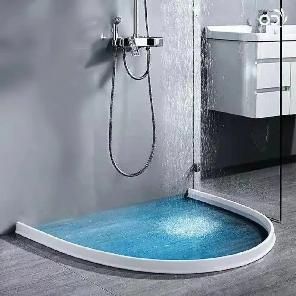 1M Water Proof Water Stop Strip Curve Frame Stick Mount Bathroom Gear Ground Block Flexible Body Threshold Block
