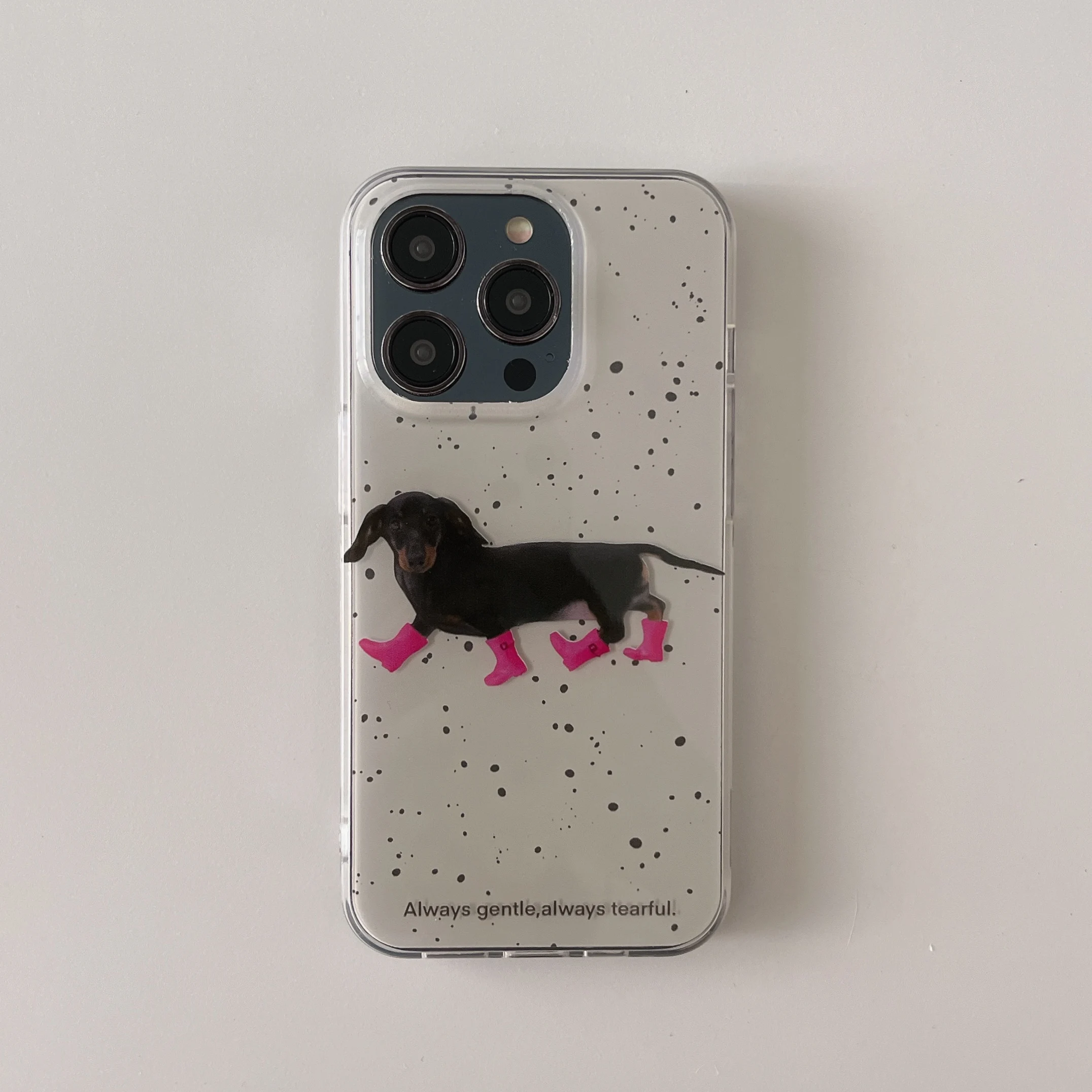 Korean INS Cute Dog in Red Boots Double Layers IMD Phone Case for iPhone 15 14 13 11 Pro Max Plus Back Cover for 12 Pro Max