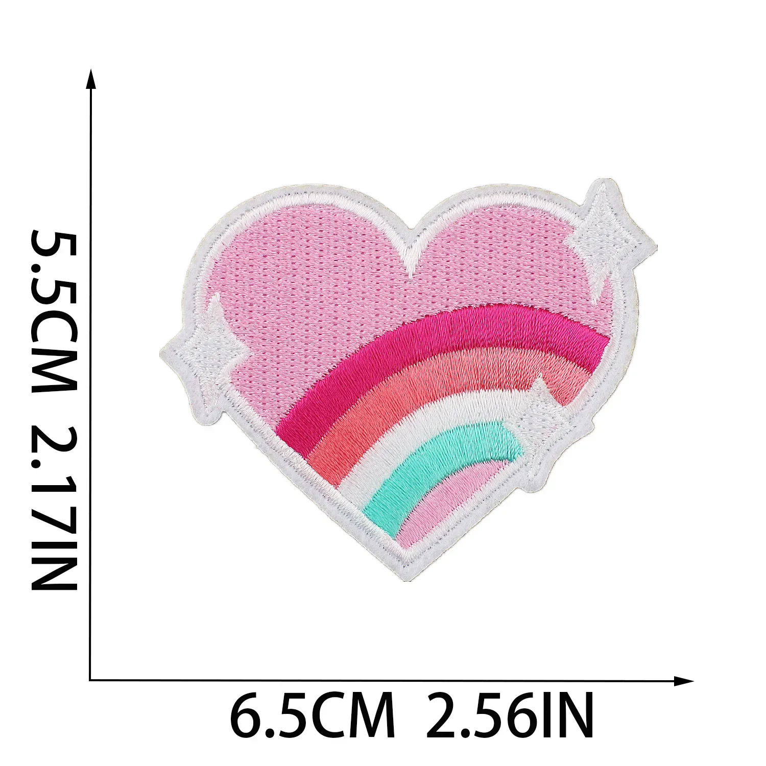 Pink Butterfly Embroidery Iron on Patch Rainbow Heart Lovely Clothing Appliques Peace Bus Girly Badge Floral Sun Thermo Stickers