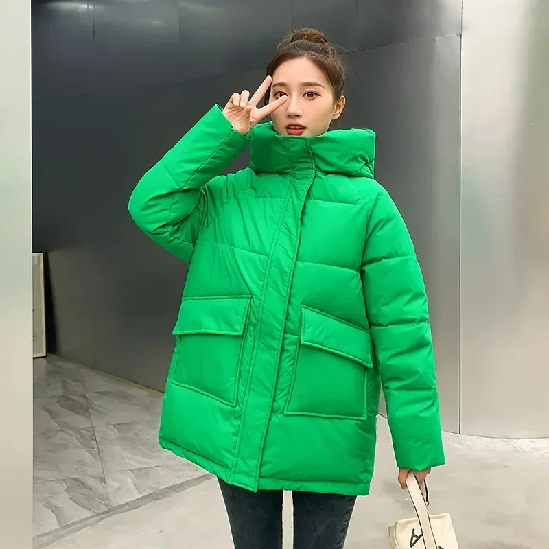 2023 New Winter Women Mid-long Parkas Jackets Casual Thick Warm Hooded Pattern Coat Female Winter Outwear Jacket Parkas
