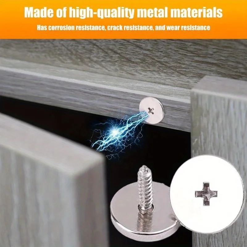 4set Cabinet Door Magnet Catches Round Metal Magnetic Latch for Wardrobe Hidden Closing Magnetic Door Catch Closer with Screws