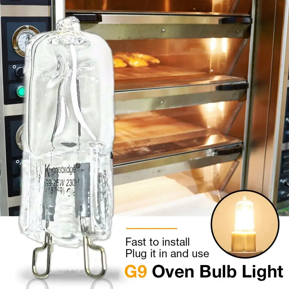 40W G9 Halogen Bulb Oven Light 500℃ High Temperature Resistant Halogen Oven Light Steam Box Pin Bulb For Refrigerators Ovens F