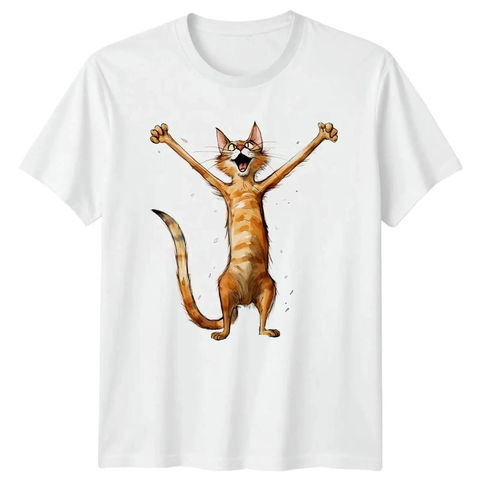 Happy Orange Tabby Katze T-Shirt Ingwer Katzenliebhaber Geburtstagsgeschenk für Ihn Sie Vintage Washed Slightly Casual