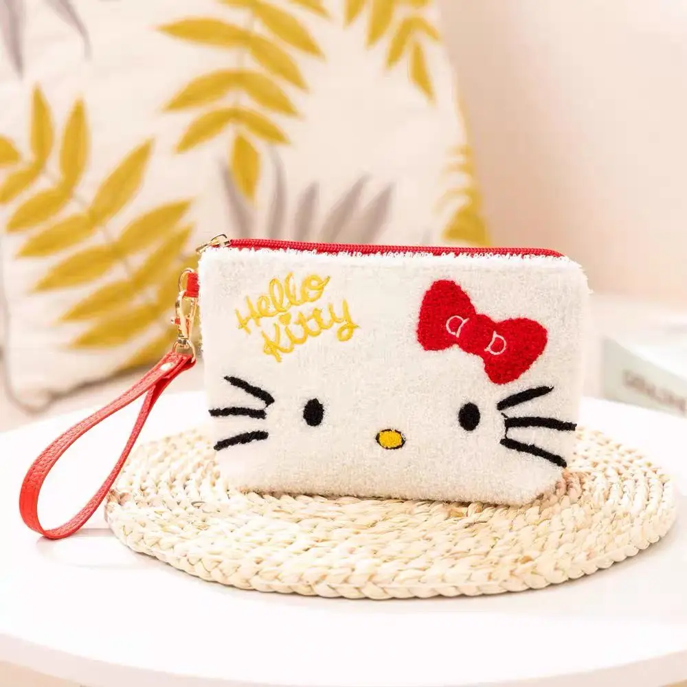 

Corduroy Women Cosmetic Bags Kawaii Hello Kitty Kuromi Melody Makeup Bag Toiletries Lipstick Organize Bag Zipper Handbags