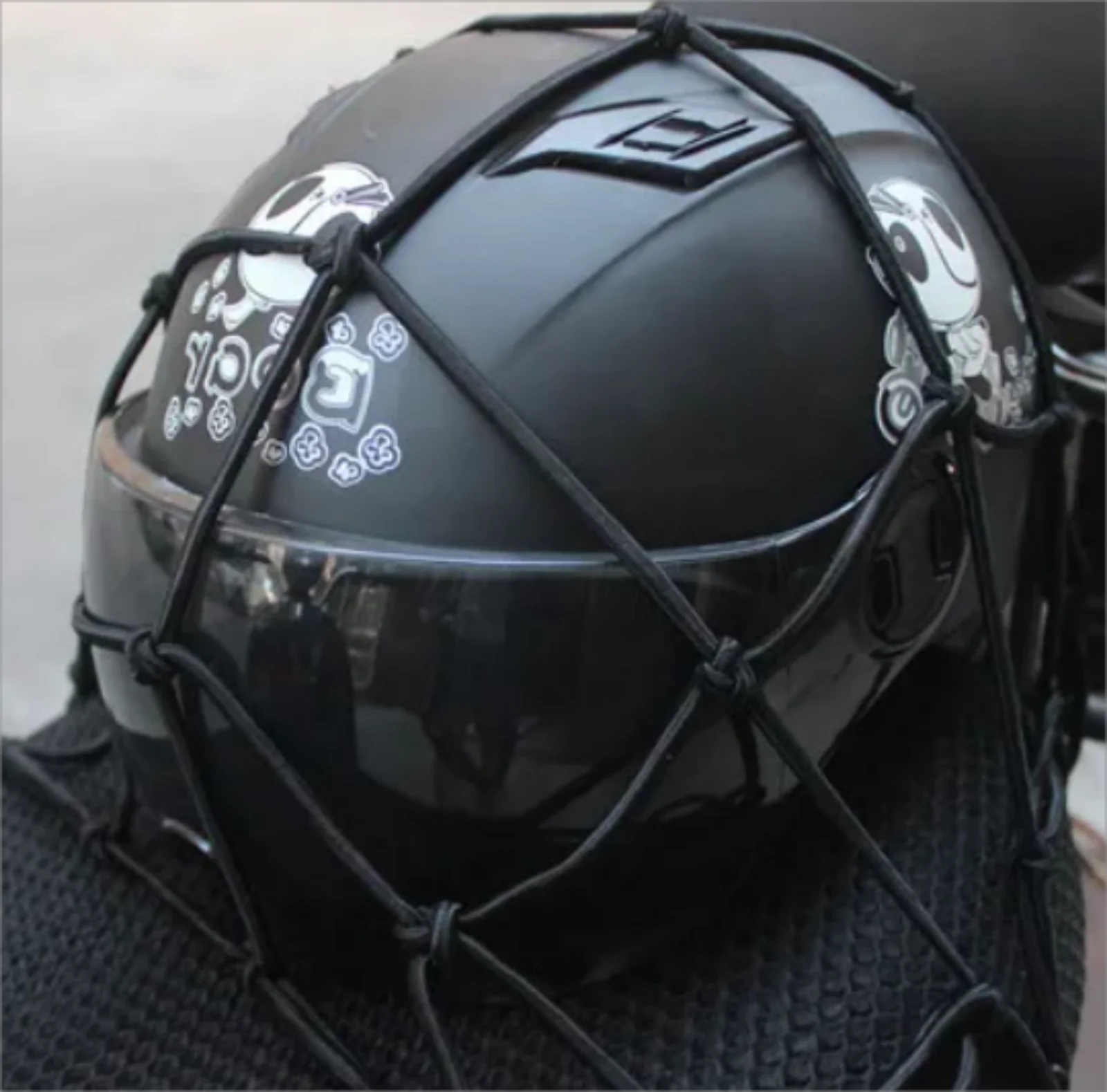 Черная сверхпрочная эластичная банджи-сетка, мотоциклетная сетка для багажа с держателем топливного бака для шлема, мотоаксессуар для хранения шлема