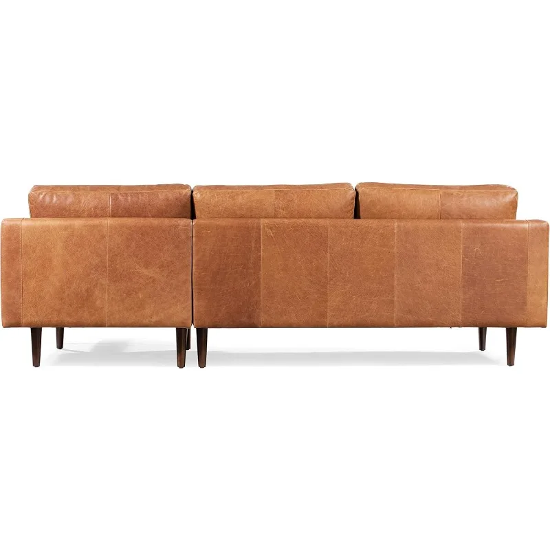 Leather Couch – Right-Facing Sectional Sofa - Tufted Back Full Grain with Feather-Down Topper On Seating Surfaces Pure