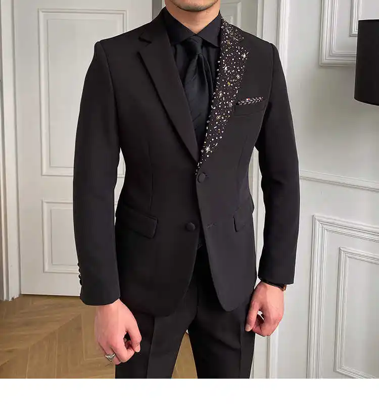 مطرز التلبيب السترة سهرة الدعاوى للرجال 2 قطعة مخصصة مناسبة خاصة الدعاوى الزفاف الرسمي حفلة موسيقية مساء الدعاوى