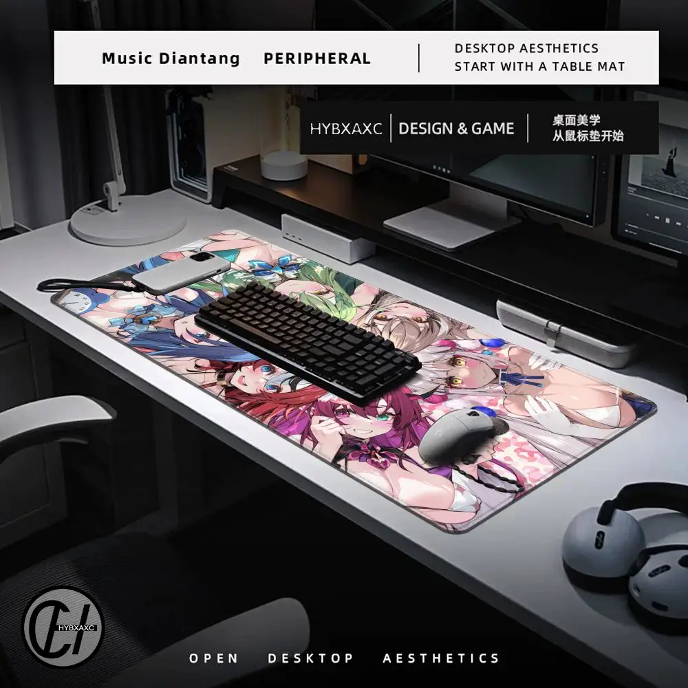 1200x600 Ouro Kronii Anime Hololive Girl Mousepad Large Gaming Mouse Pad Large LockEdge Computer Keyboard Table Desk Mat