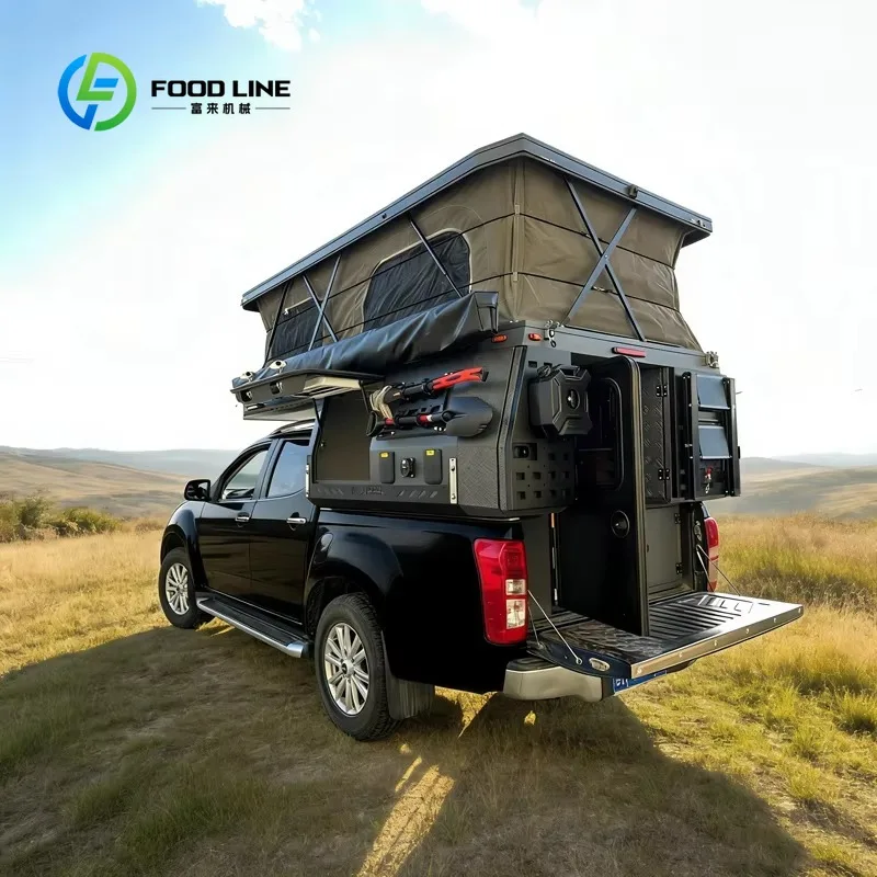 Customized Overland Camper Shell For Pickup Truck With Slide Out Drawer And Gas Stove For Outdoor Cooking Bulk Order Save More