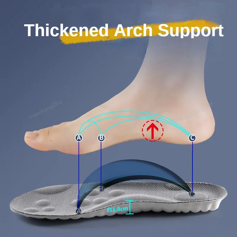 4D Foot massage insole Unisex Shock-Absorbing Sports Insoles Breathable and Comfortable Running Insoles 1Pair/2Pair image 3