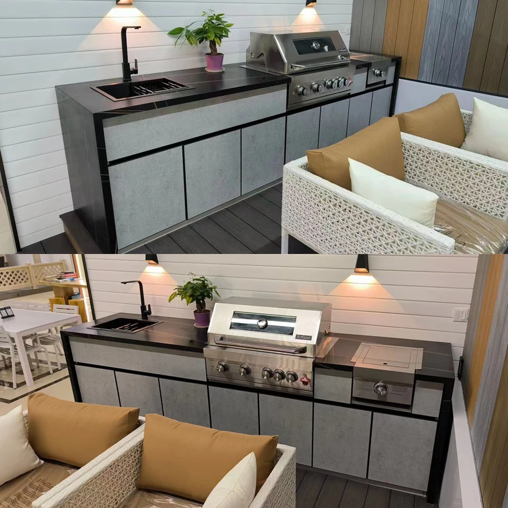 

# Hot Luxury Weather Proof Custom Aluminum Outdoor Kitchen With Grill Side Burner Refrigerator
