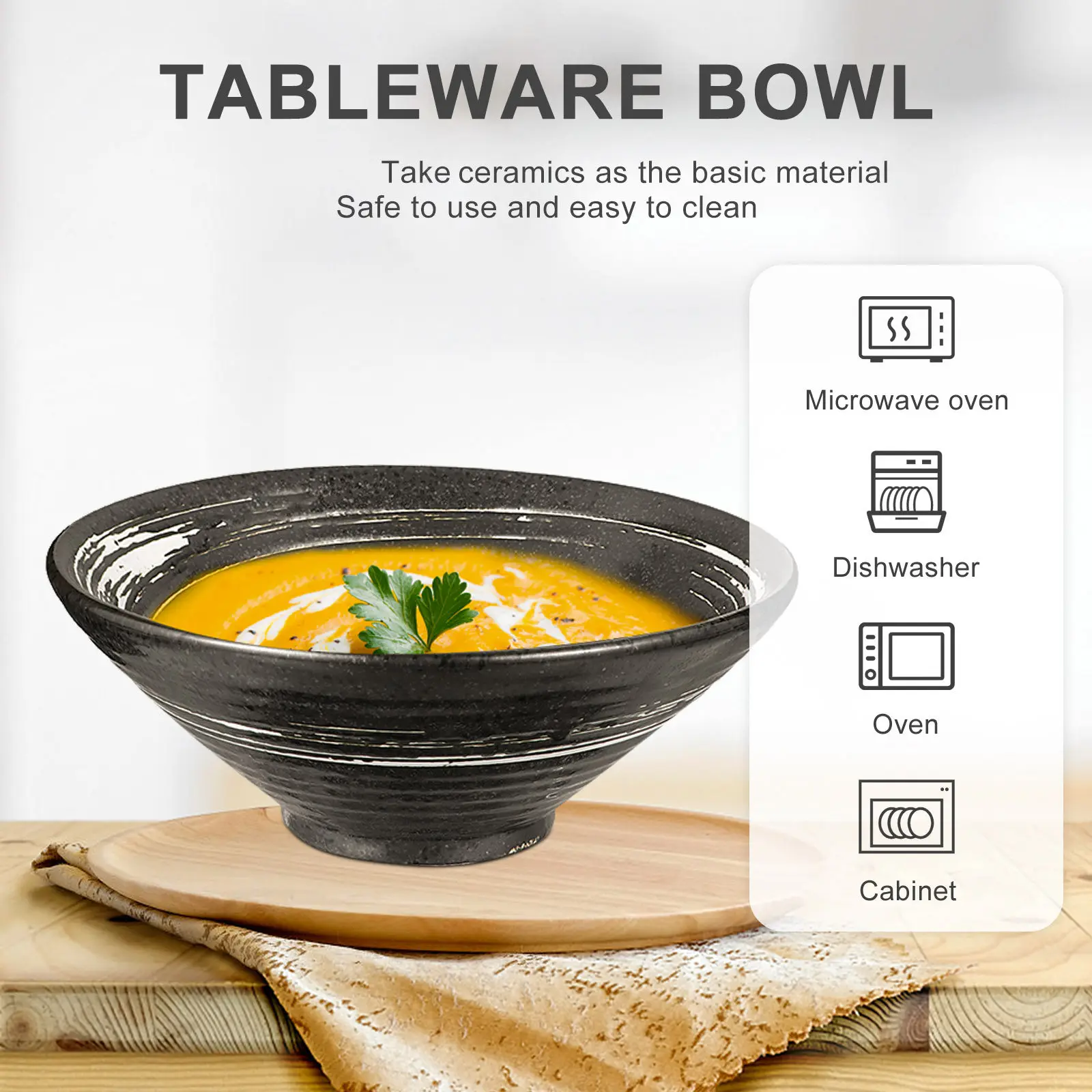 

Ceramic Bowl Japanese Style Perfect Size for Snacks Meals Microwave Dishwasher Safe Soup Noodle Ceramic Bowl