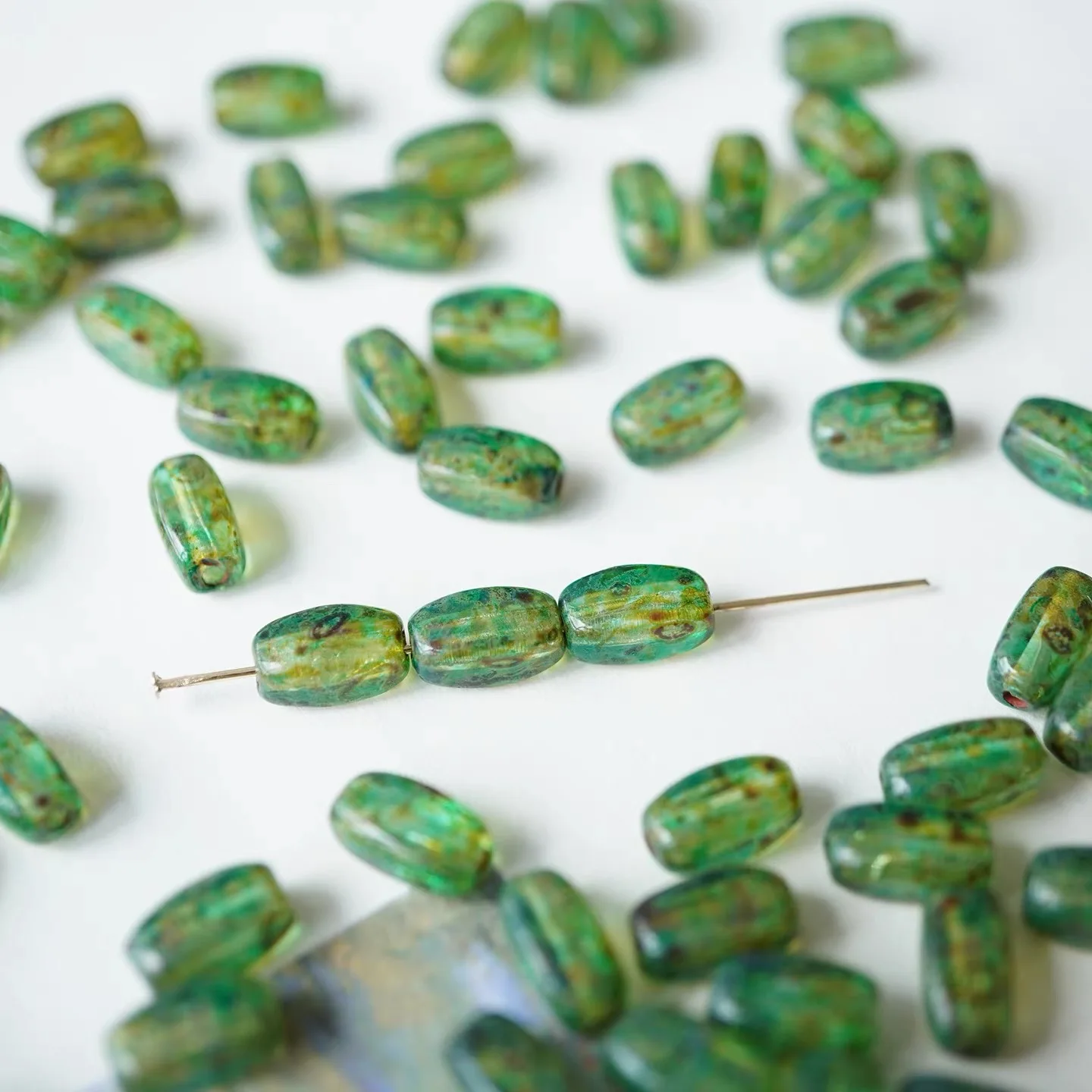 60pcs  7*5mm  Handmade Glass Beads Bracelet Necklace Earring Scatter Pieces DIY Semi-finished Production