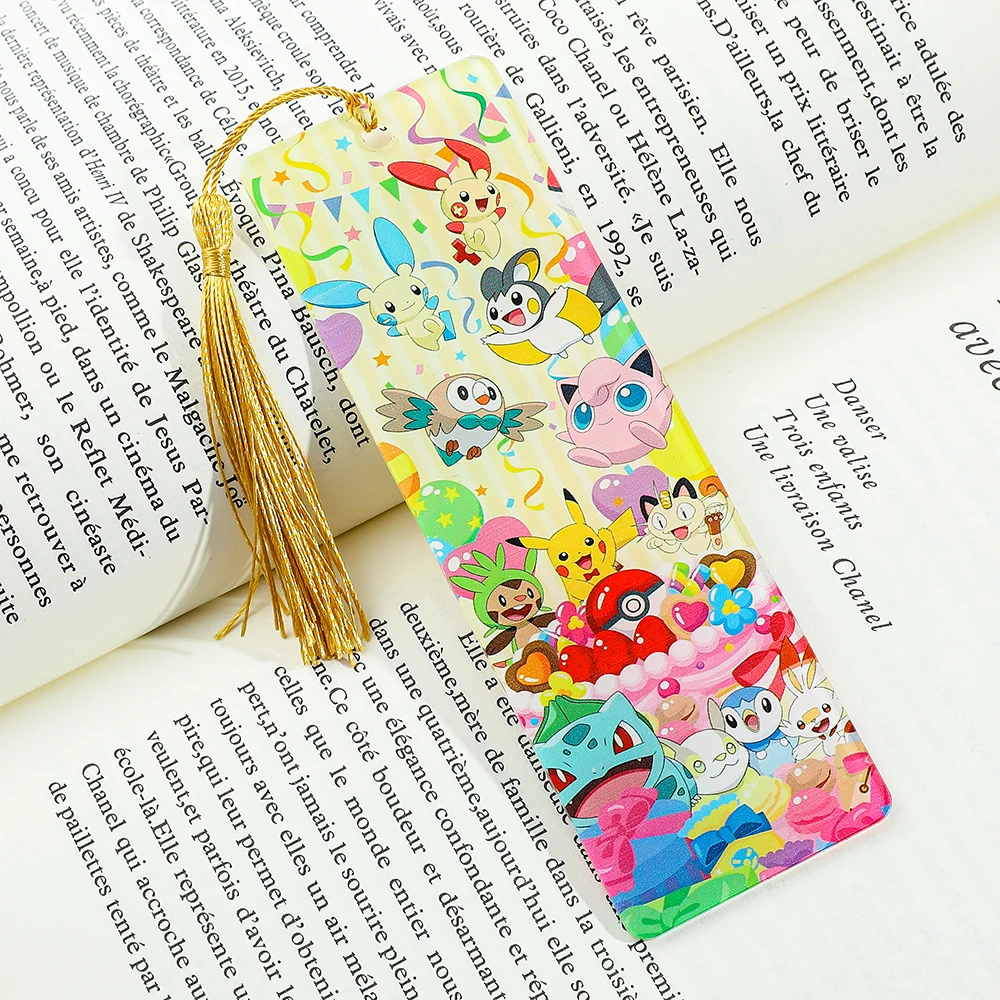 Cartoon Anime Pok é mon Acrylic Bookmark, Reading Accessories for Anime Fans, School Stationery, Book Fans Reading Tracker