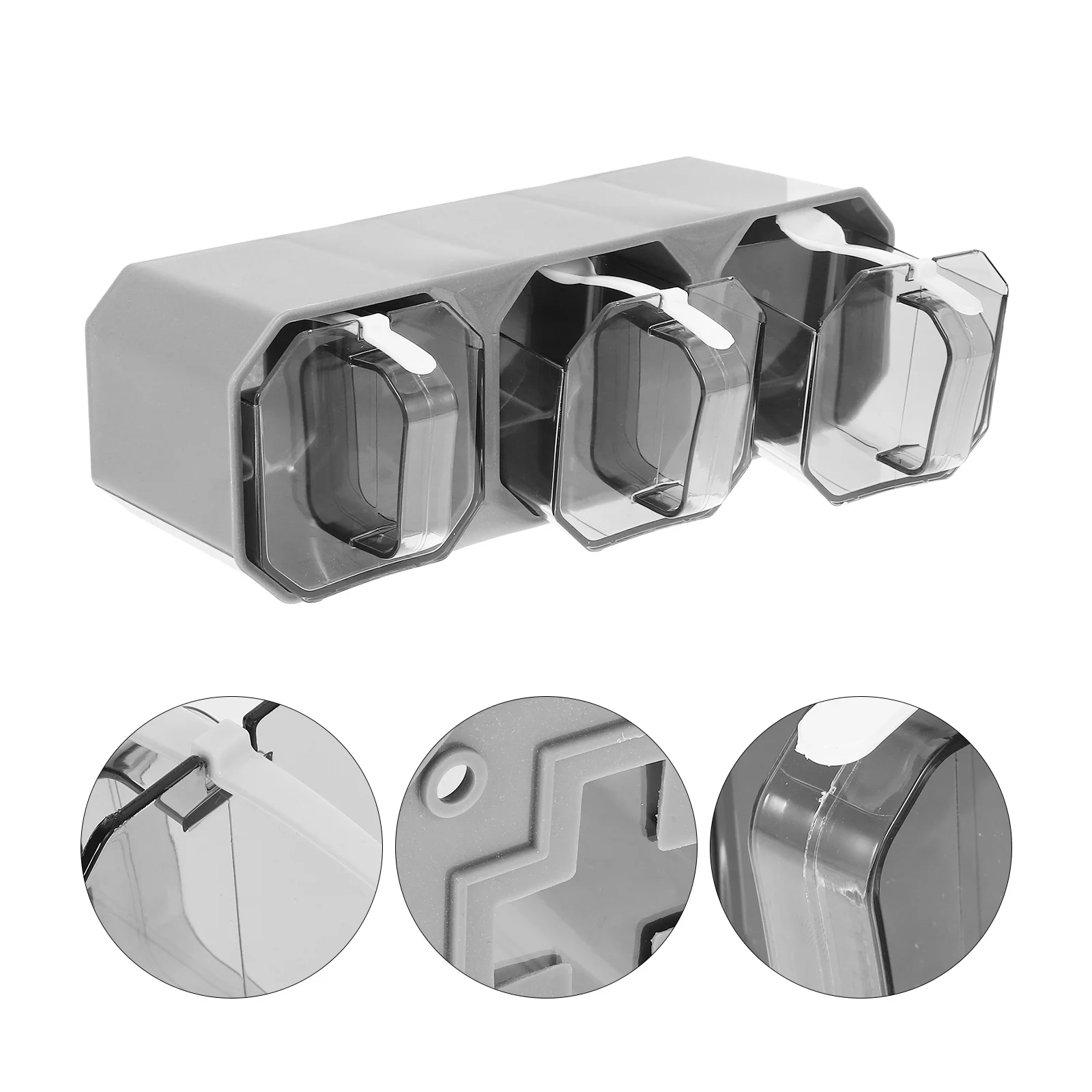 

1 set 1 Set 3-Grid Spice Rack Seasoning Container Kitchen Storage Jar Reusable Plastic Condiment Organizer Compact Desktop Home