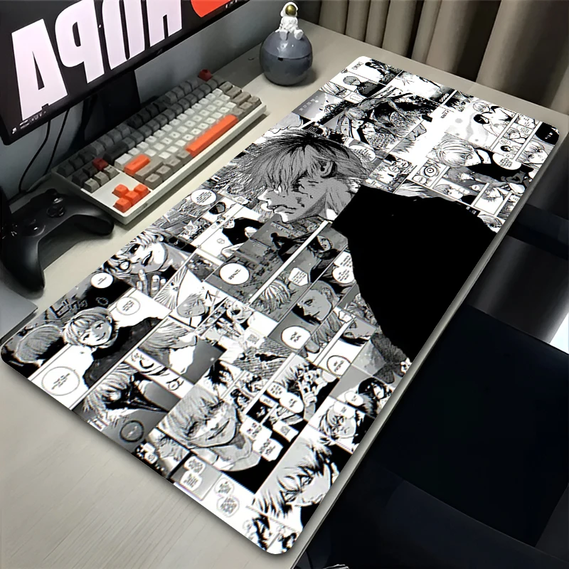 Mouse Pad Office PC Gaming Accessories Keyboard Rug Laptop Kaneki Ken Black And White Mousepad Japan Anime Tokyo Ghoul Desk Mat