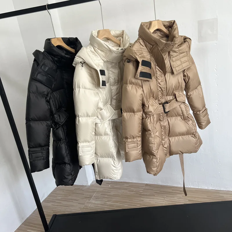 Winter Euro Neue Damen Daunenjacke Commuter Hoodie Slim White Duck Daunenjacke