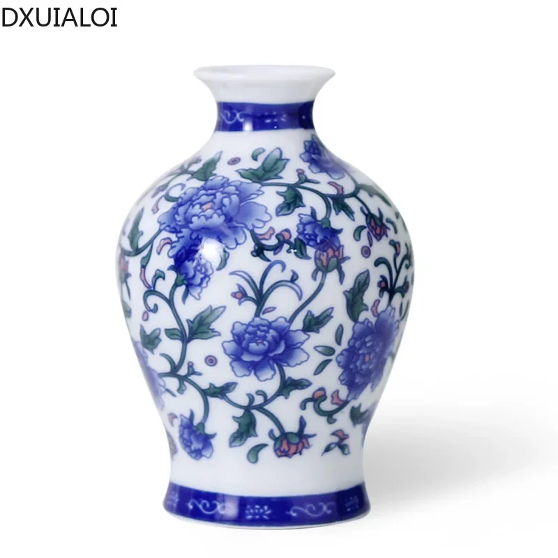 DXUIALOI Chinese antique mini applique small vase ceramic crafts living room desktop hydroponic vase home decoration