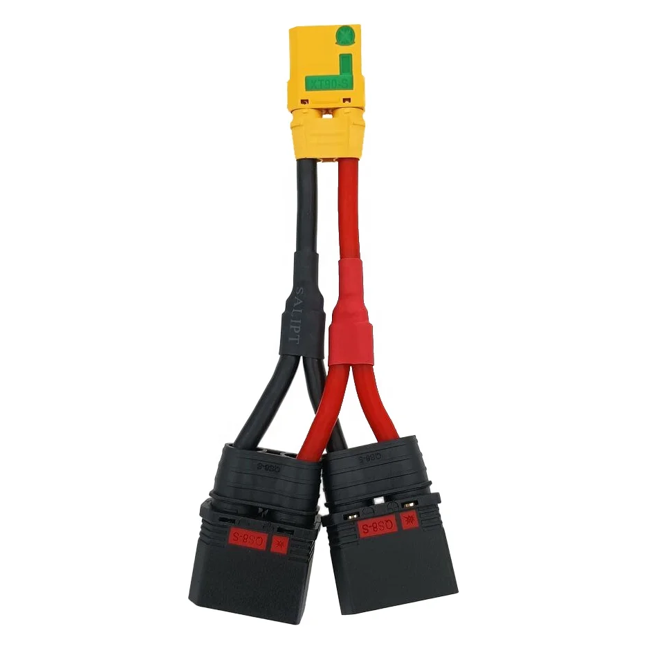 5 個の Amass XT90S プラグ QS8 アンチスパークコネクタ XT90 パラレル Y ケーブル 10AWG 100mm ワイヤー付き DIY RC リポバッテリー部品用