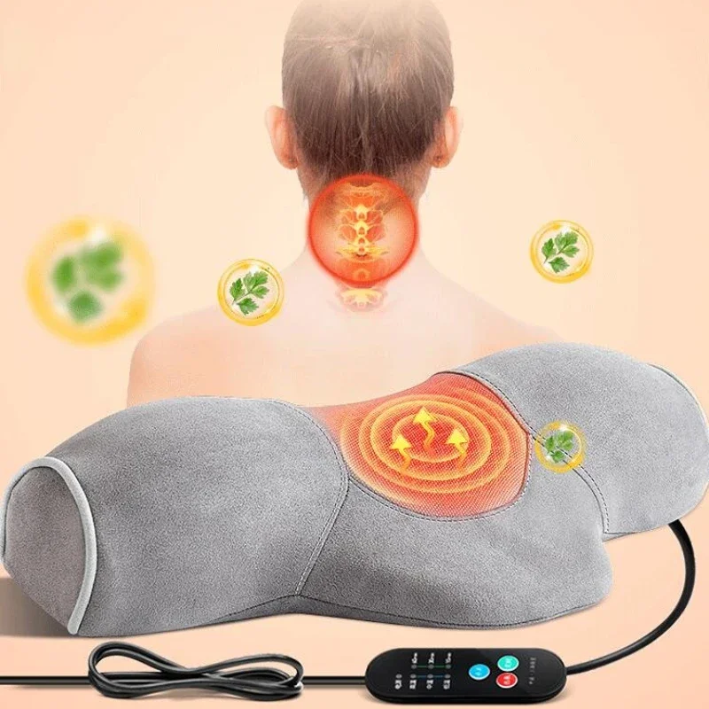 Help Sleep Cervical Pillow Household Wormwood Heating Massage Spine Repair Sleep Special Cylinder Neck Pillow Cervical Massager