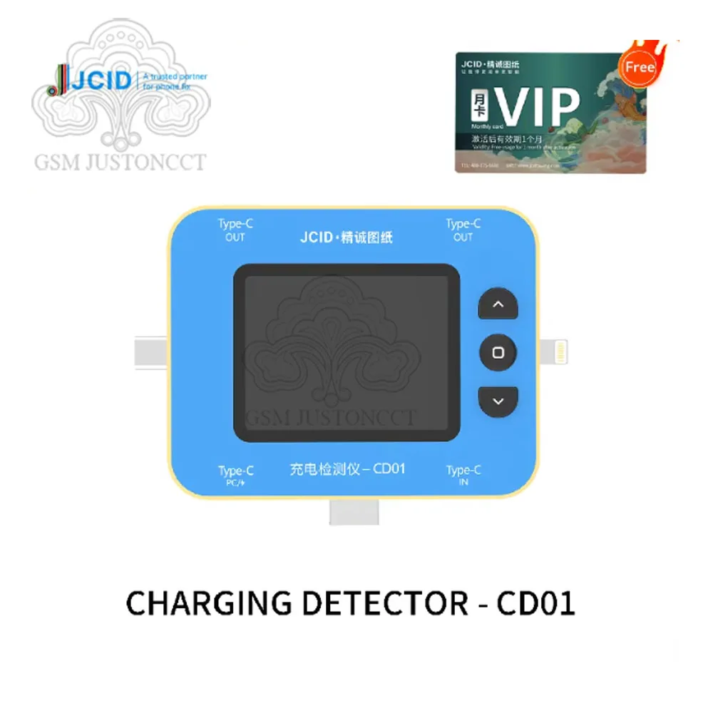 JCID CD01 2.4inch Charging Tester PD Digital Voltmeter Vurrent Meter Support Type_C/USB3.0 Real-time Monitor Fast Charging Power