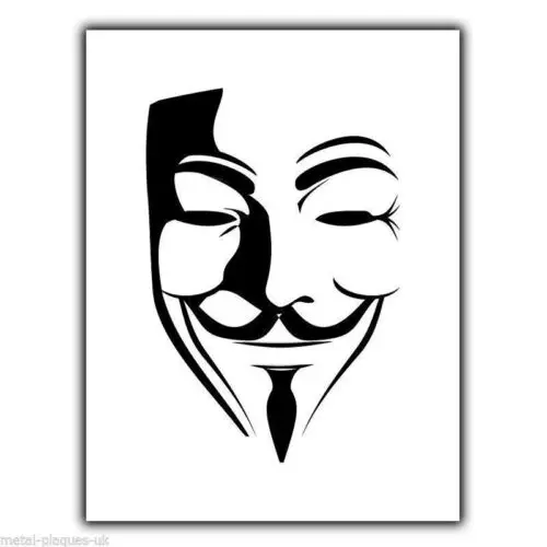 V FOR VENDETTA - ANARCHY - Guy Fawkes MASK METAL Wall Sign Plaque poster print