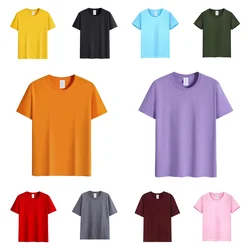 100%Cotton Oversized Summer T shirts for Women Men Brown Casual Female Korean Streetwear Tees Unisex Basic Solid Young Cool Tops
