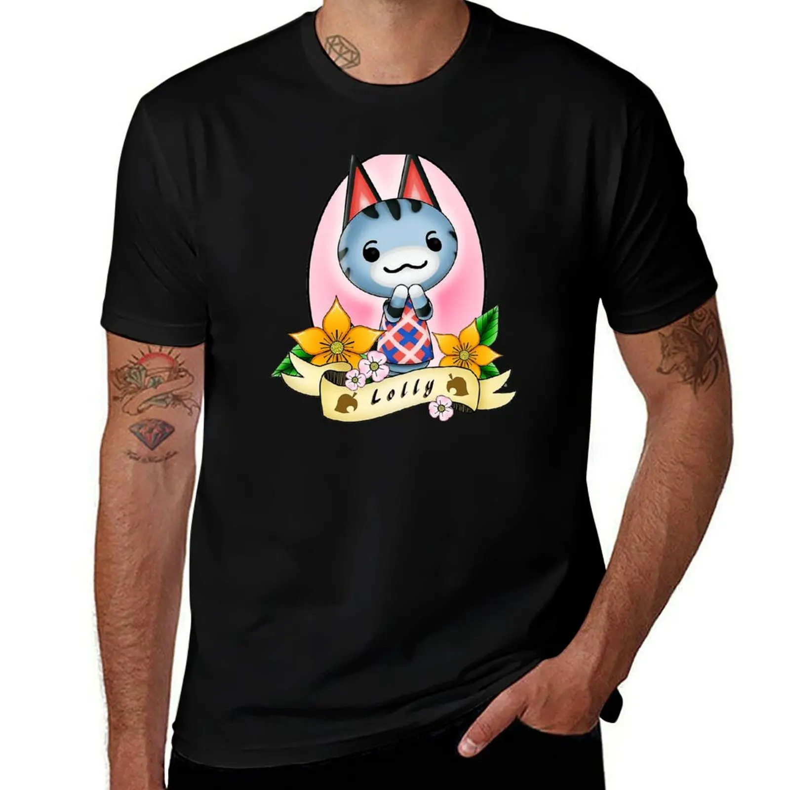 lolly cat cartoon art T-Shirt Summer Fashion Casual Tee Shirt T-Shirt