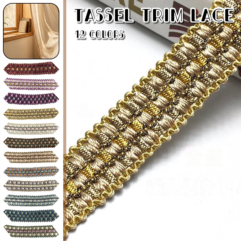 

11.5 Meter Gold Braid Trim 2cm Width Decorative Woven Braid Lace Trim Sewing Lace Ribbon Upholstery Curtain Sofa Decor