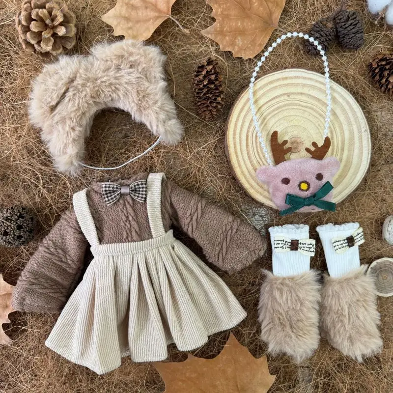 BJD Puppenkleidung, 30 cm, Maßstab 1:6, Winterkleid und süßes Hutzubehör für Mädchen-Geschenk-Outfit