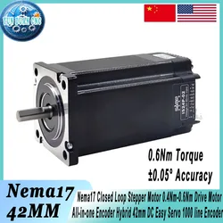 Closed-Loop Nema17 Stepper Motor 0.4-0.6Nm | 1000-line Encoder 3000RPM Hybrid Servo for CNC/3D Printer/Robotics All-in-One Drive