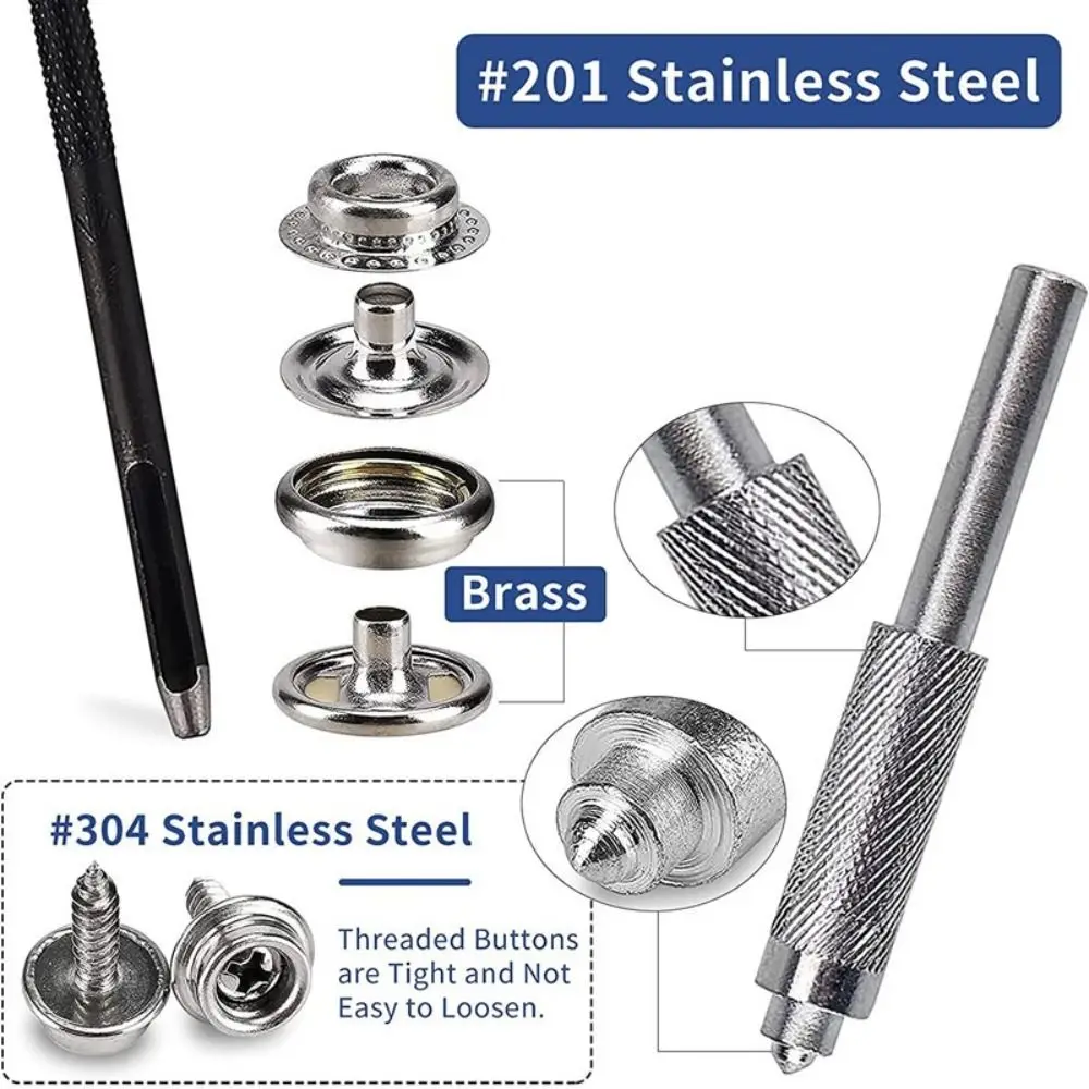 

Stainless Steel Snap Button 15mm Size Marine Grade Canvas Snap Setting Tool Included 3/8" Snap Button Fastener