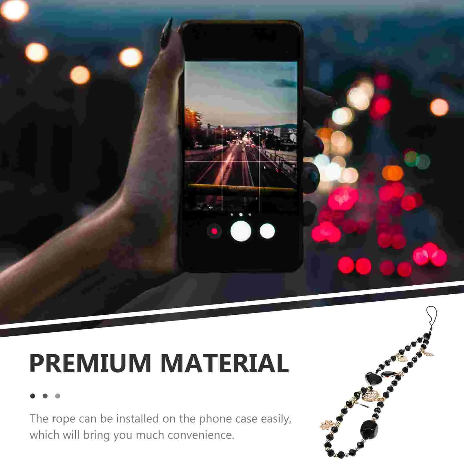 Lanyards Color Matching Mobile Phone Chain Beaded Charms Unique Hanging Rope Cellphone Black Wrist Strap