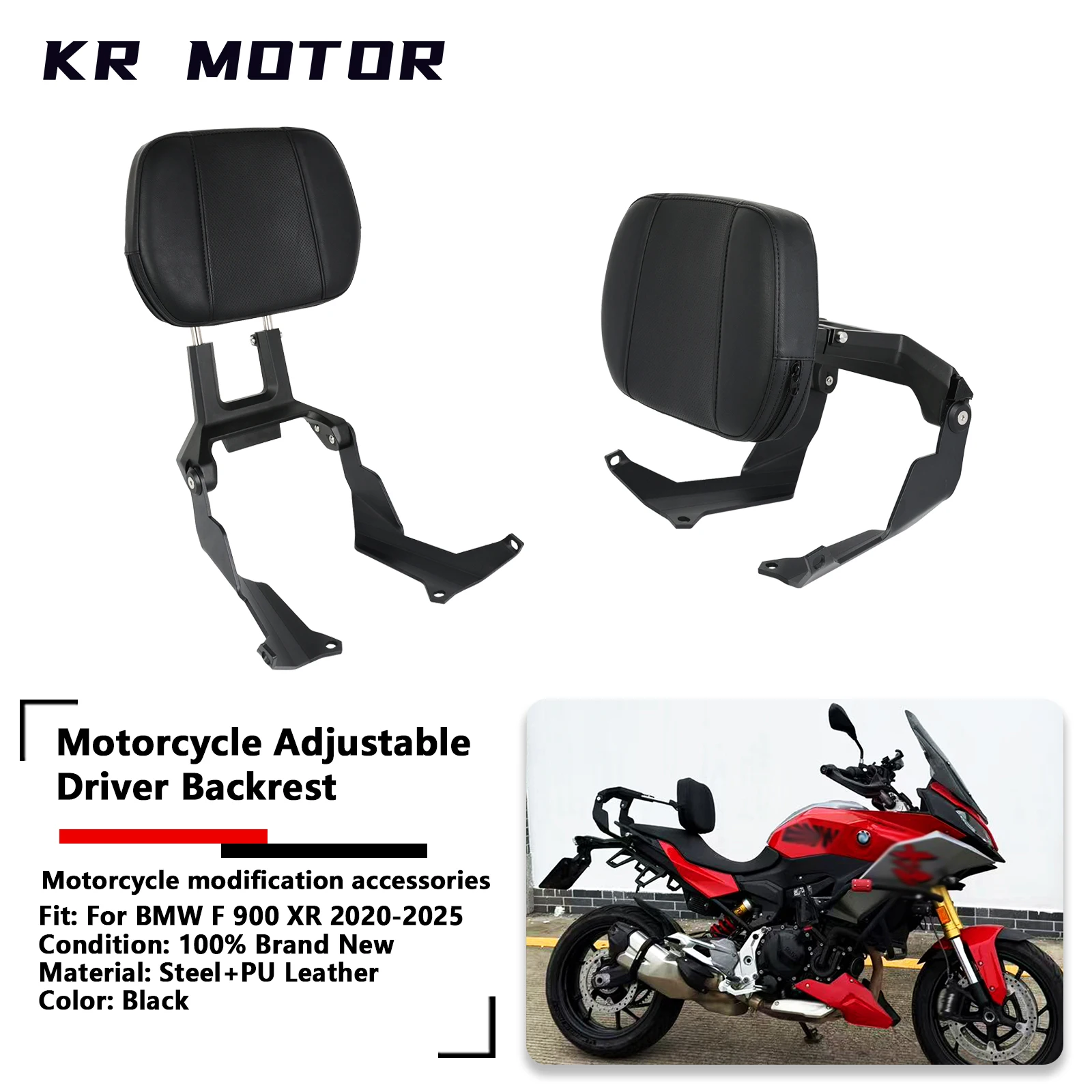 

Motorcycle Rider Driver/Passenger Adjustable Backrest Comfortable Back Support Fit For BMW F900 R F900 XR F900R F900XR 2020-2025