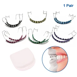 1Pair Fake Braces Colorful Brackets For Teeth Temporary Metal Wires Metal Bracket Orthodontic Ligature Ties Dental
