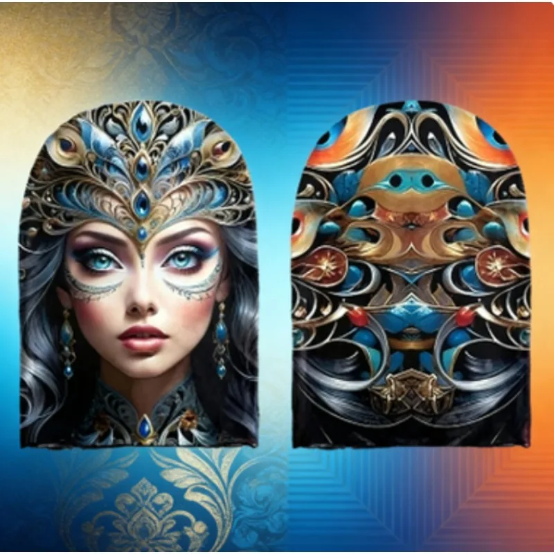 6pcs máscara facial completa impressa em 3D realista |   Capacete elástico de malha elástica para festa de carnaval |   Balaclava unissex adulto novidade