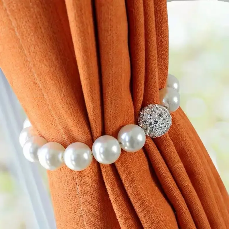 

Curtain Tieback 2 Pcs Magnetic Curtains Clip Bling Crystal Bead Luxury Home Accessories Holders for Drape 42 Cm Tie Back 1 Pair