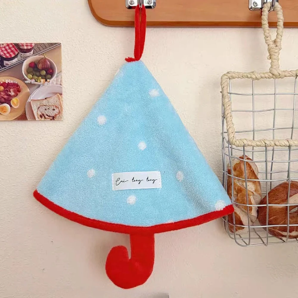 High-Absorbent Coral Velvet Umbrella Hand Towel Soft Comfortable Cute Hanging Design for Bathroom Kitchen Home Use