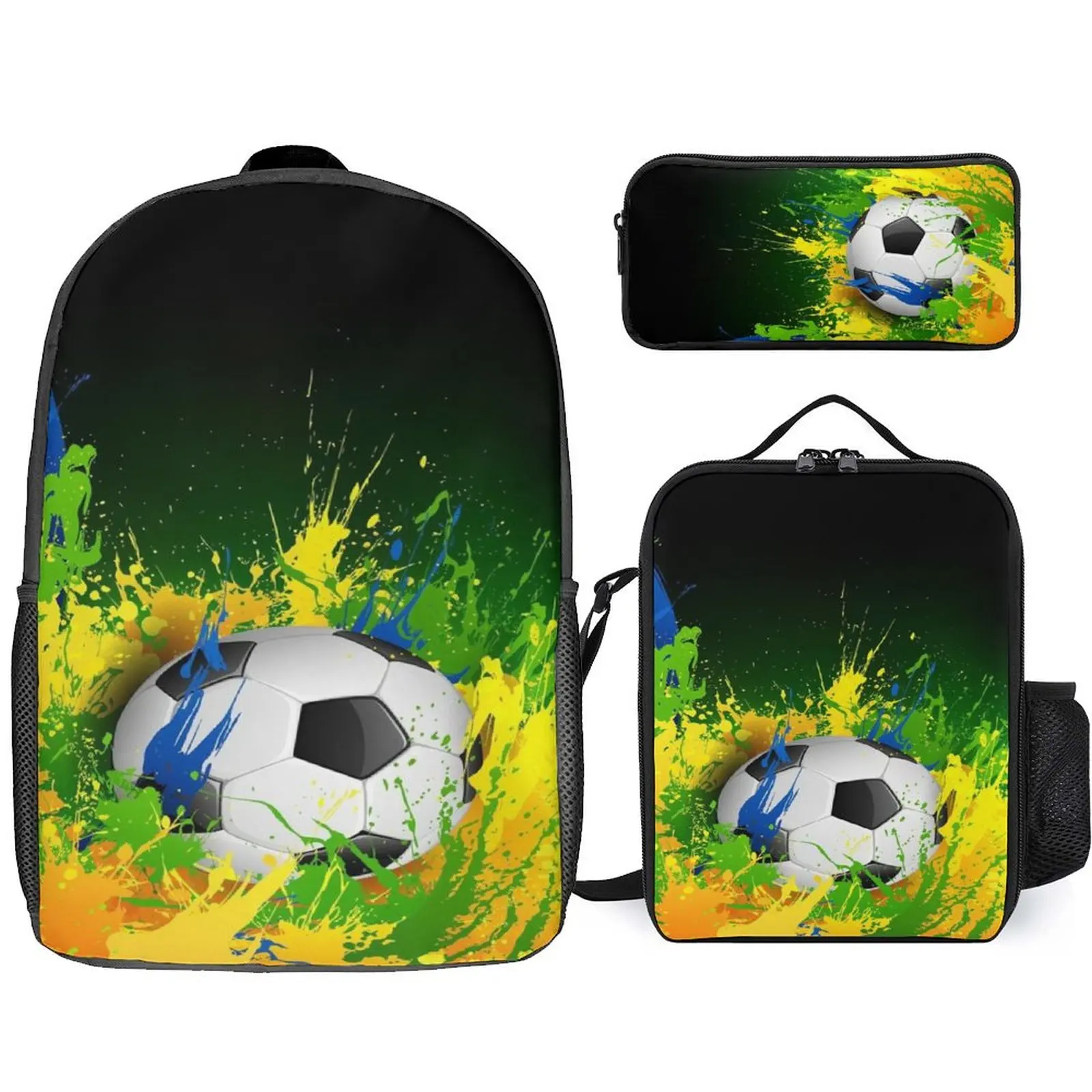 

Boys & Girls Soccer 3d Printed Schoolbag Custom Cute Meal Bag Pen Bag Large Capacity Computer Bag Homecoming Season Fan Gifts