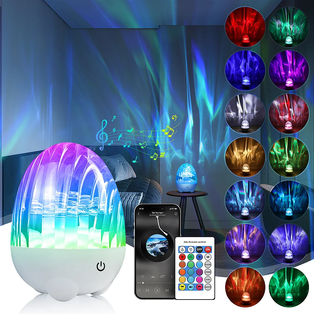 

Smart Dinosaur Egg Aurora Night Light with Remote Control, 4 Modes &13 Effects, USB Rechargeable Portable Mood Lamp for Bedroom